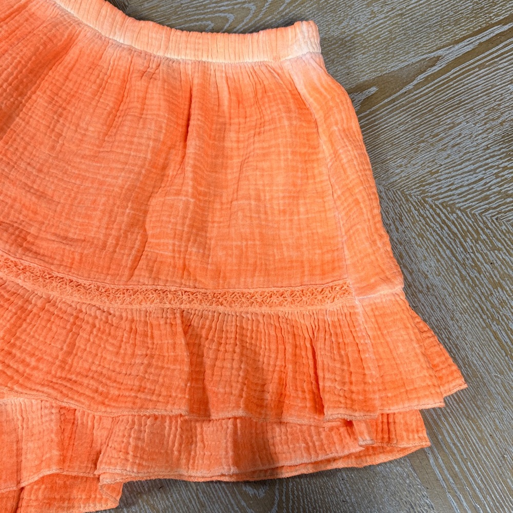 MICHAEL JOHN Women's Ruffled Tie-Dye Orange Shorts M - Picture 4 of 8